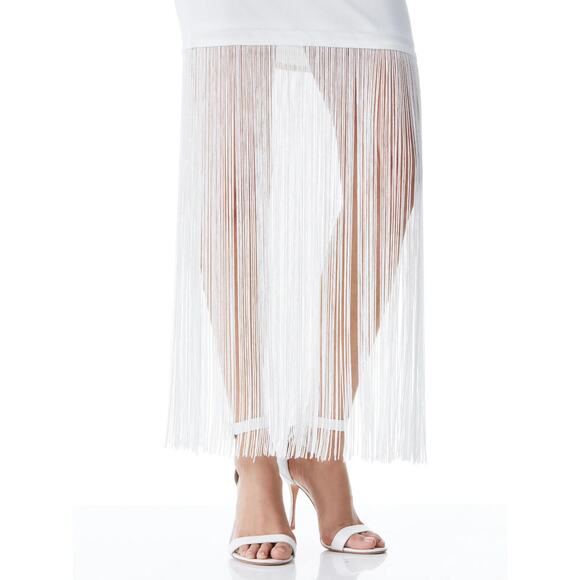 RARE! ALICE AND OLIVIA STEPH TWISTED NECK FRINGE COCKTAIL WEDDING DRESS SZ 4 - Picture 5 of 6